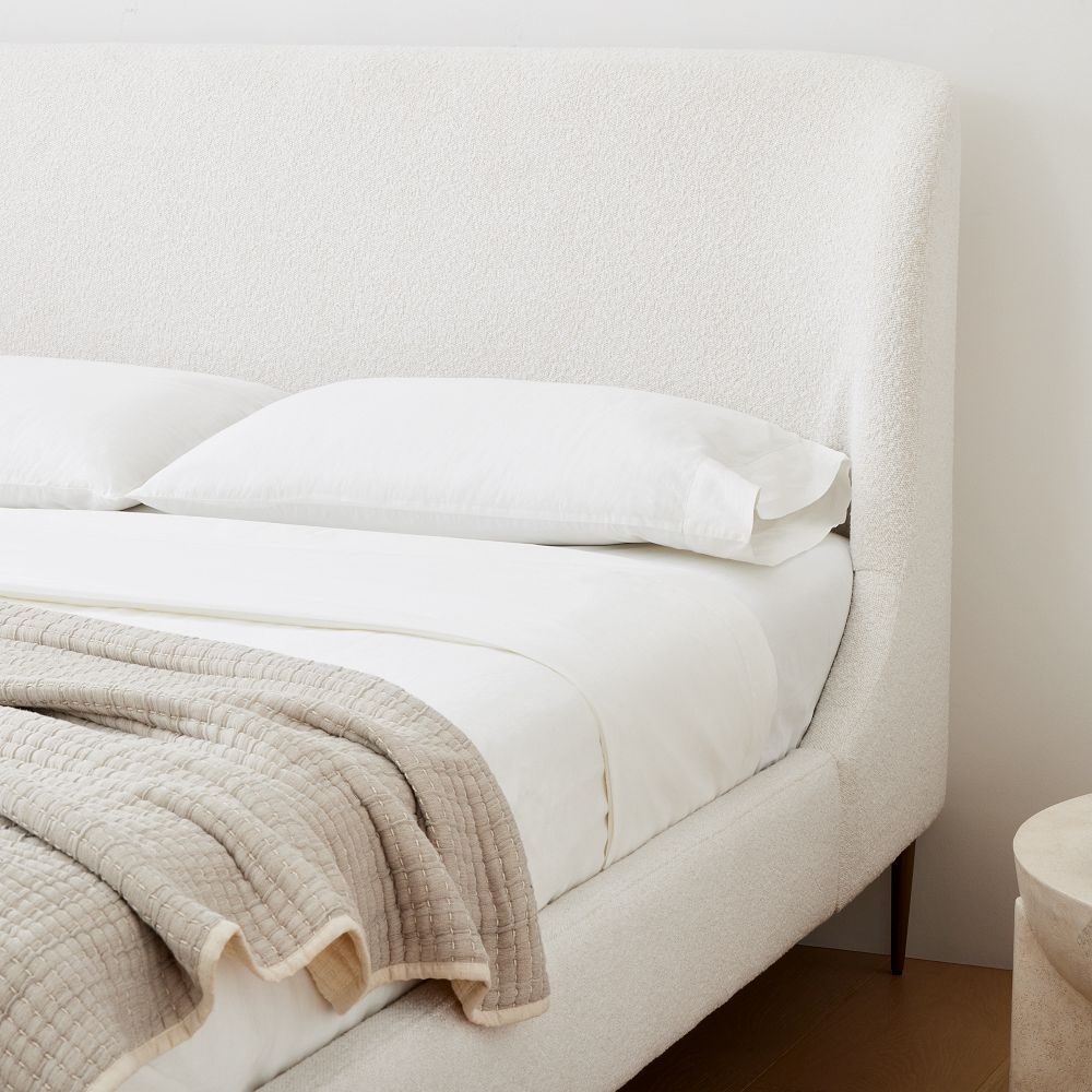 White fabric deals bed
