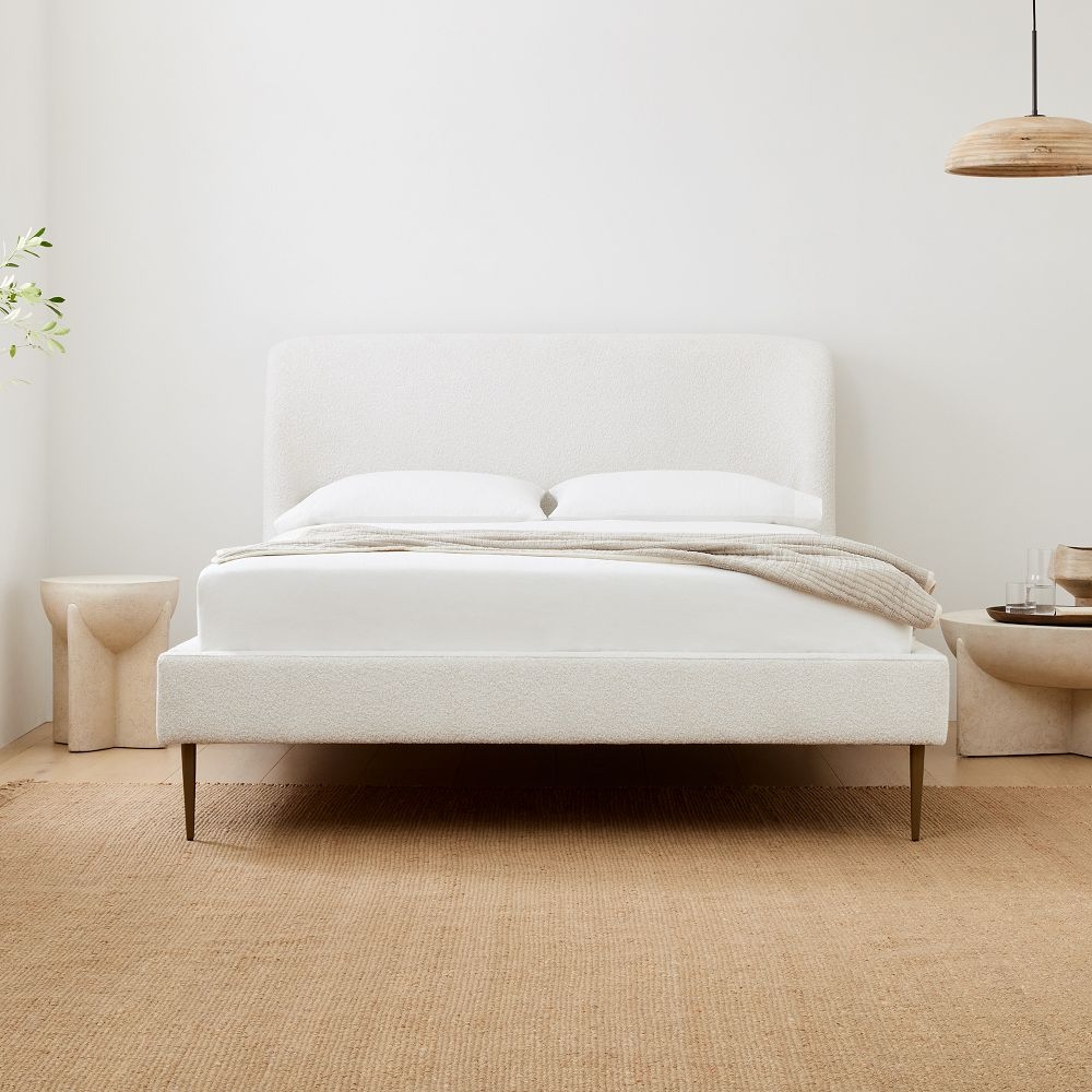 White fabric best sale bed