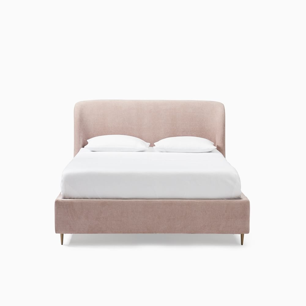 White upholstered sales bed with storage