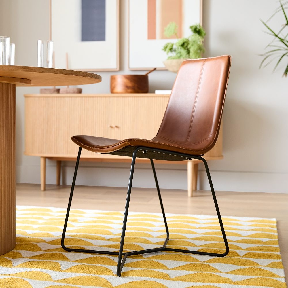 Buy online Slope Leather Dining Chair now West Elm UAE UAE