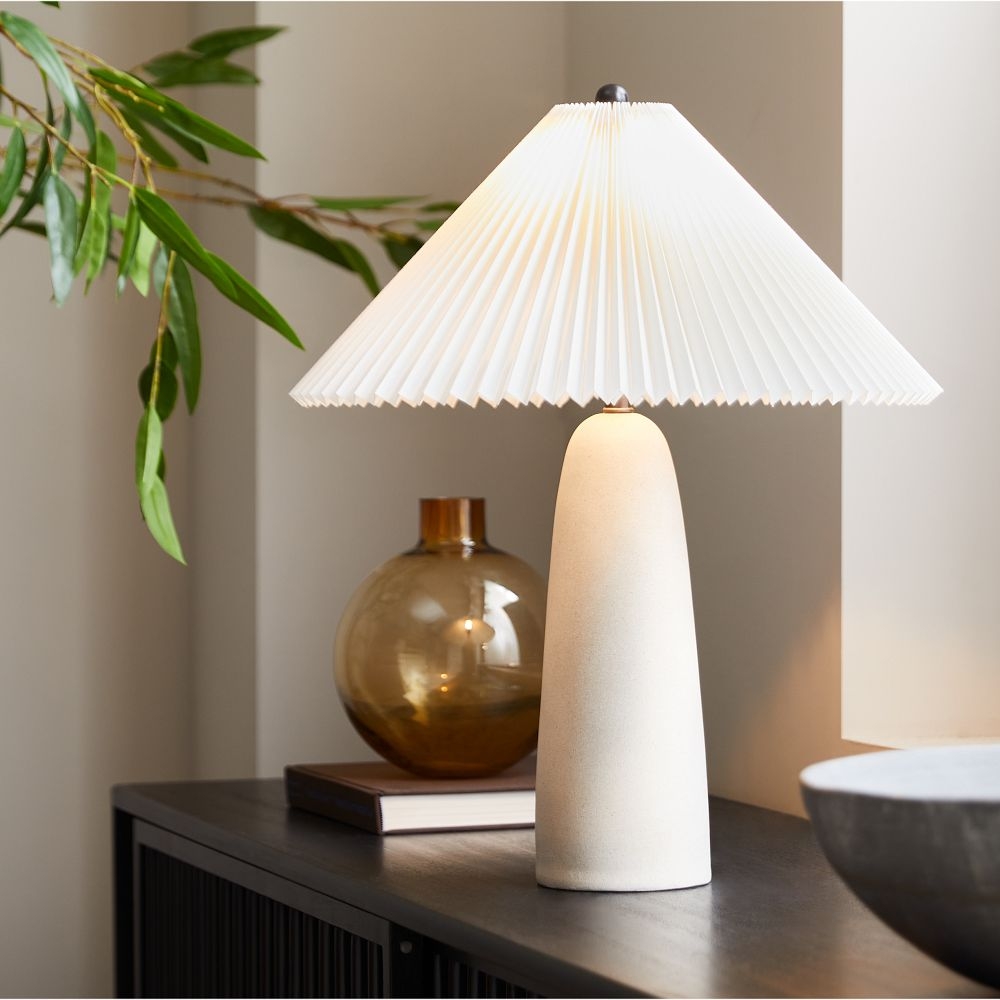 Green velvet top table lamp