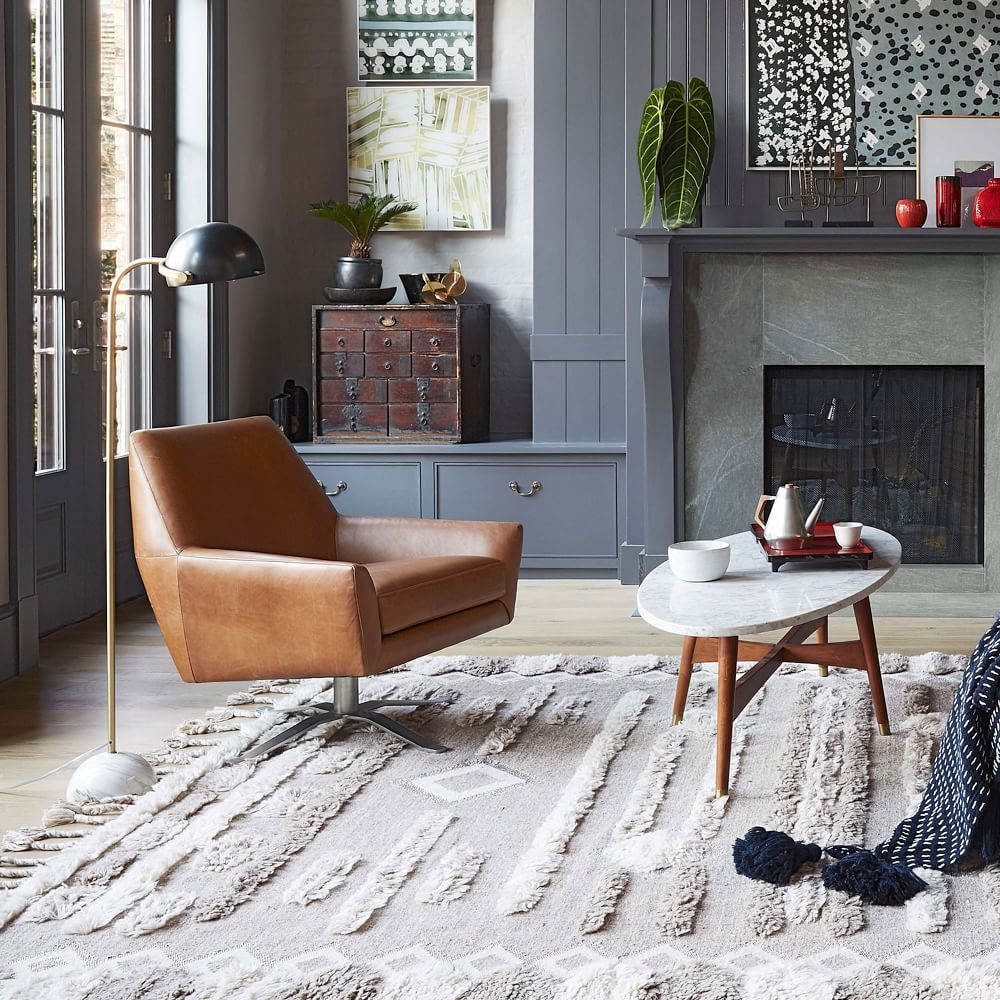 West elm leather chair clearance swivel