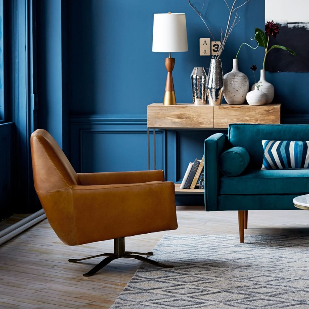 West elm leather chair clearance swivel