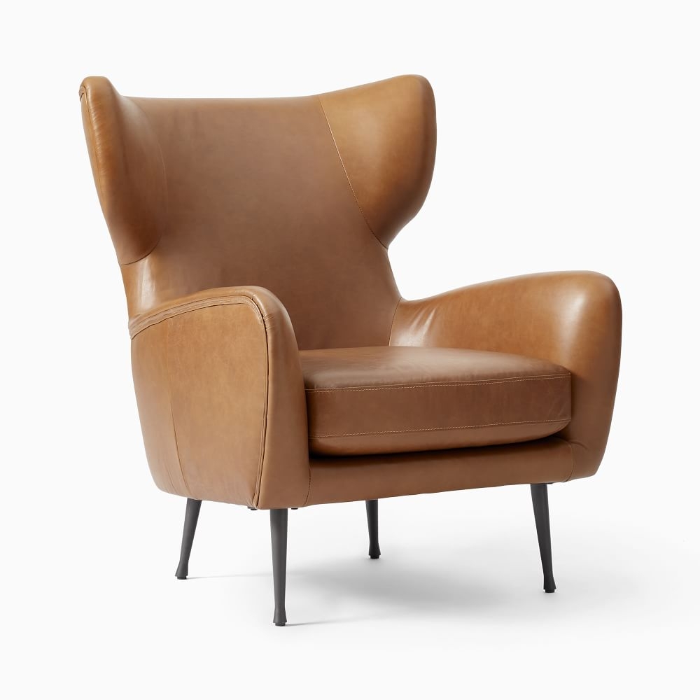 Buy online Lucia Leather Wing Chair Metal Legs now West Elm