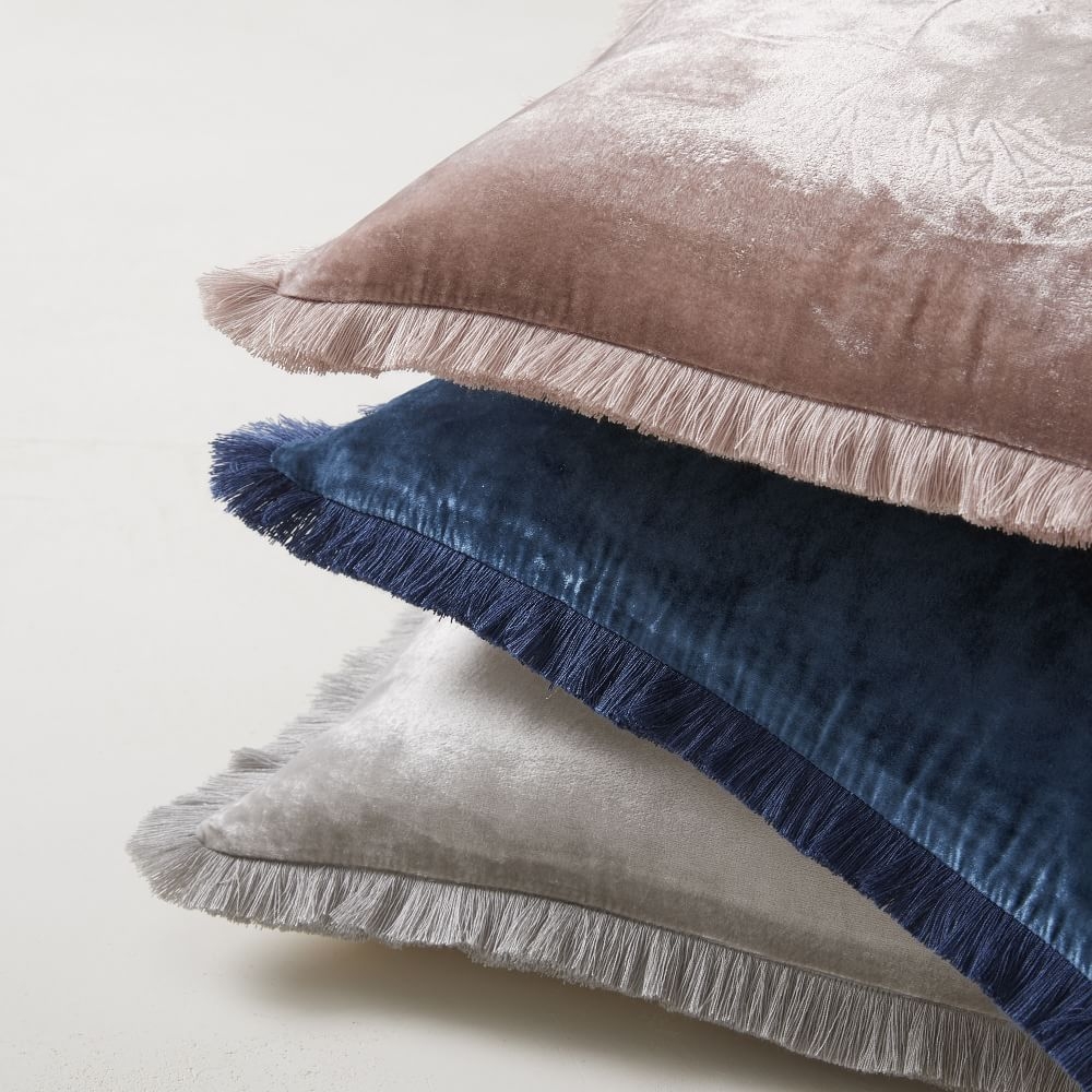 Blue fringe pillow discount