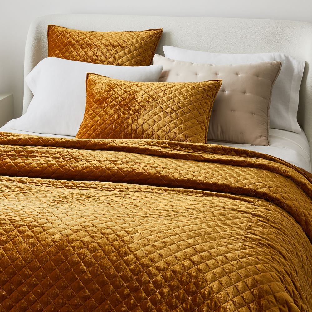 Yellow quilted pillow sales shams