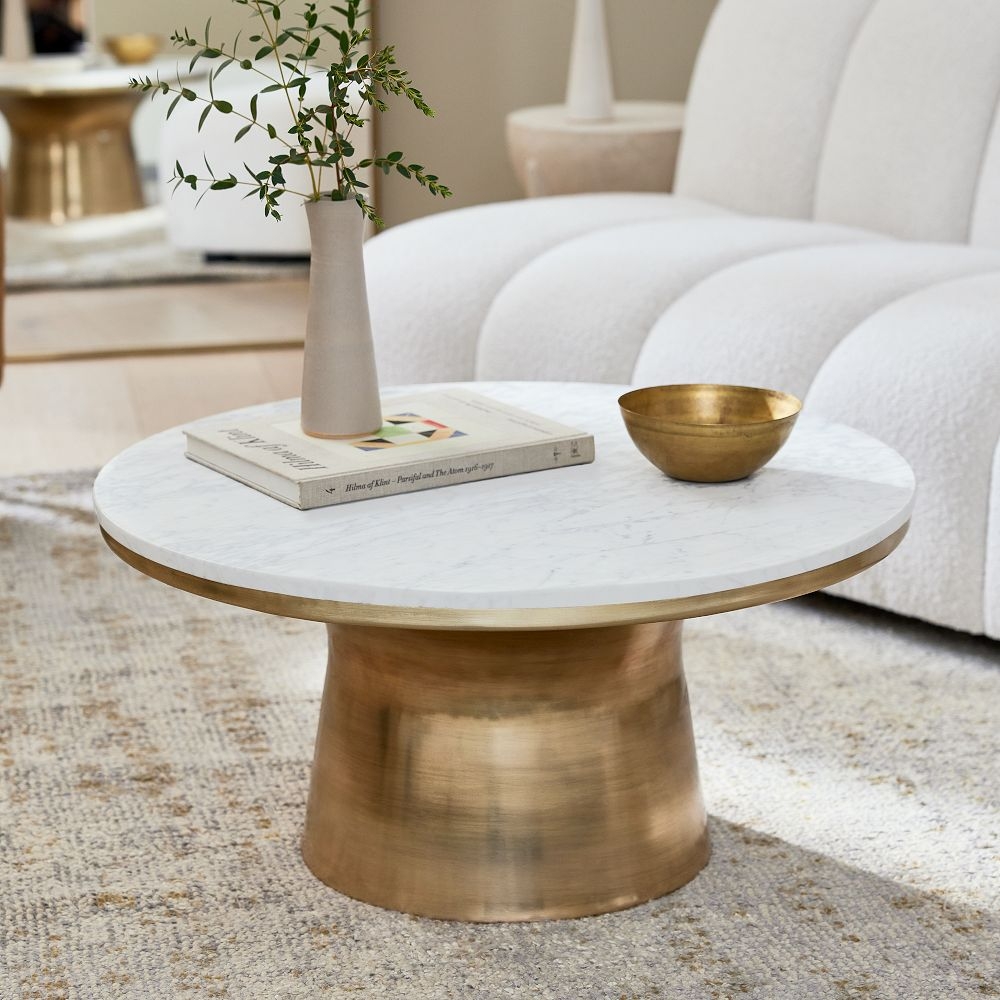 Buy online Marble Topped Pedestal Coffee Table White Marble
