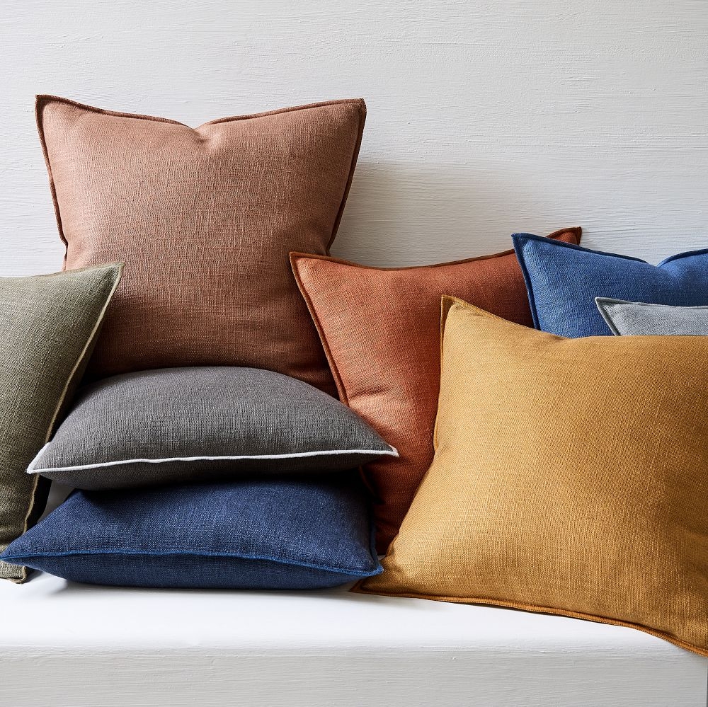 White sale linen pillows