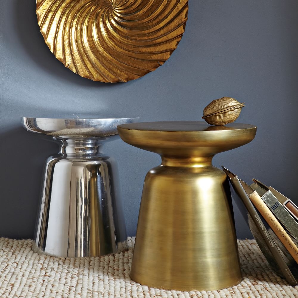 Silver shop side table