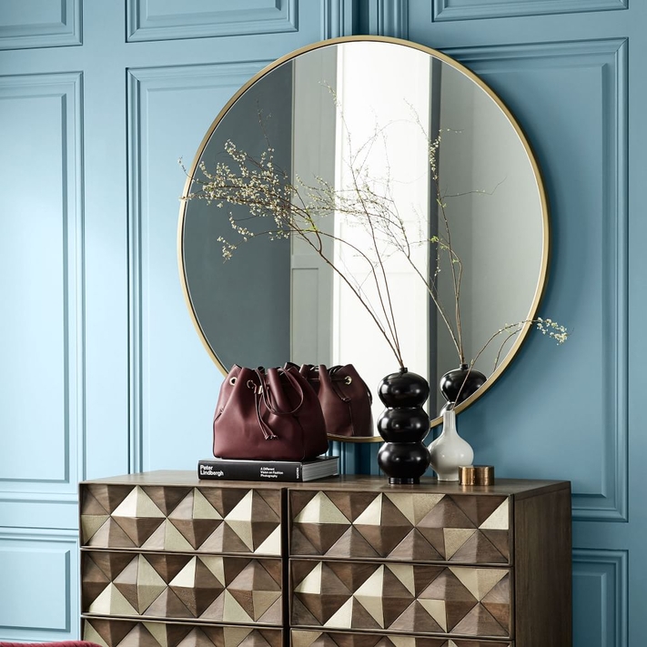 Round sales framed mirror