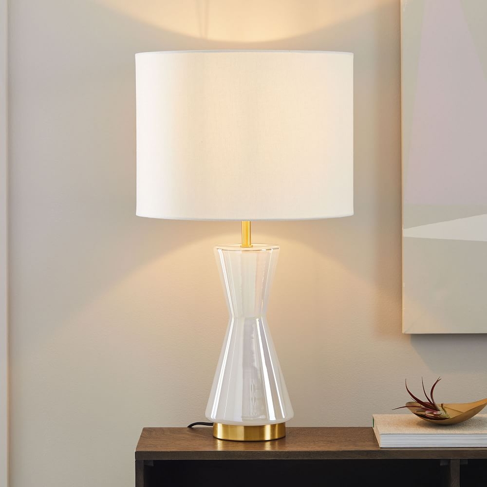 Metalized Glass USB Table Lamp Large