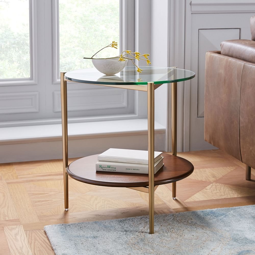 Side outlet table walnut