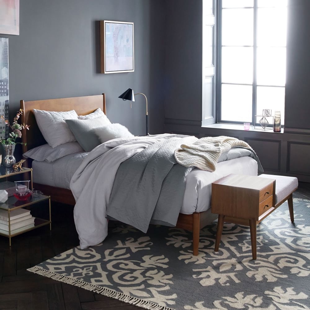 Queen mid shop century modern bed