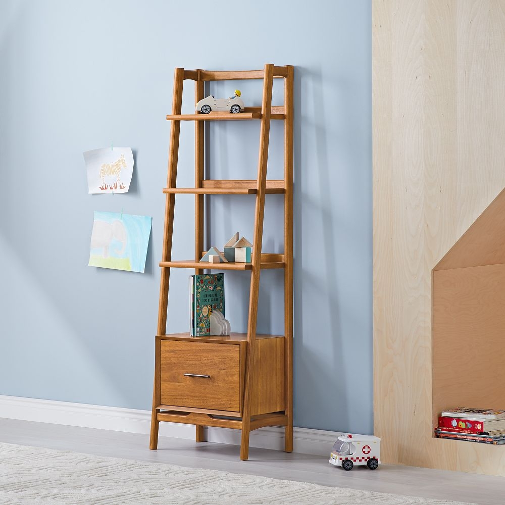 Buy online Mid Century Bookshelf Narrow Tower Acorn now West