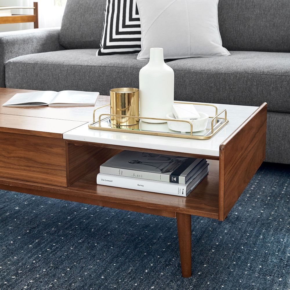 Mid century modern console shop table with storage