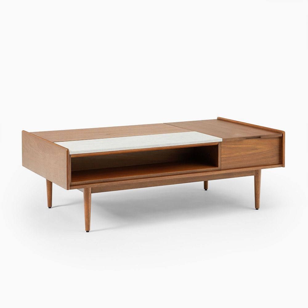 Walnut end deals table with drawer
