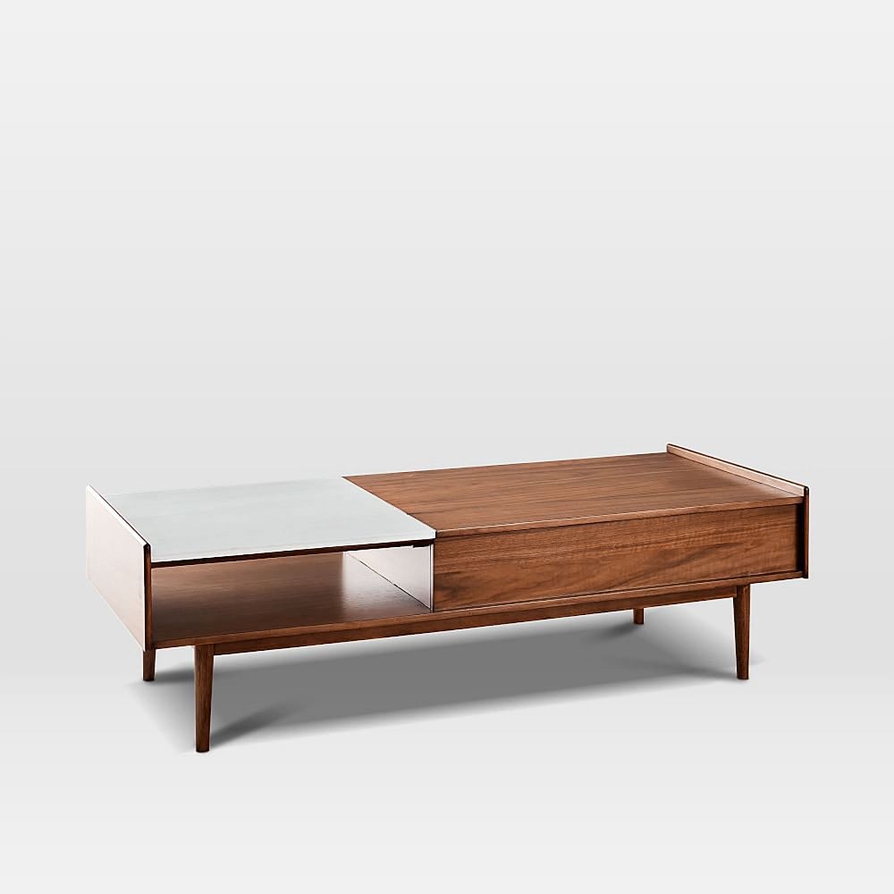 Walnut end store table with drawer