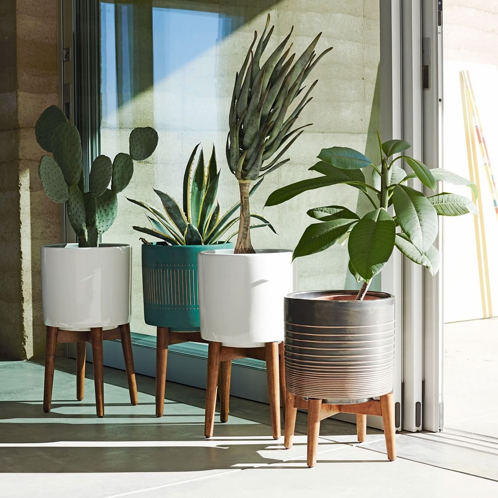 Buy online Mid Century Turned Leg Standing Planters Solid now