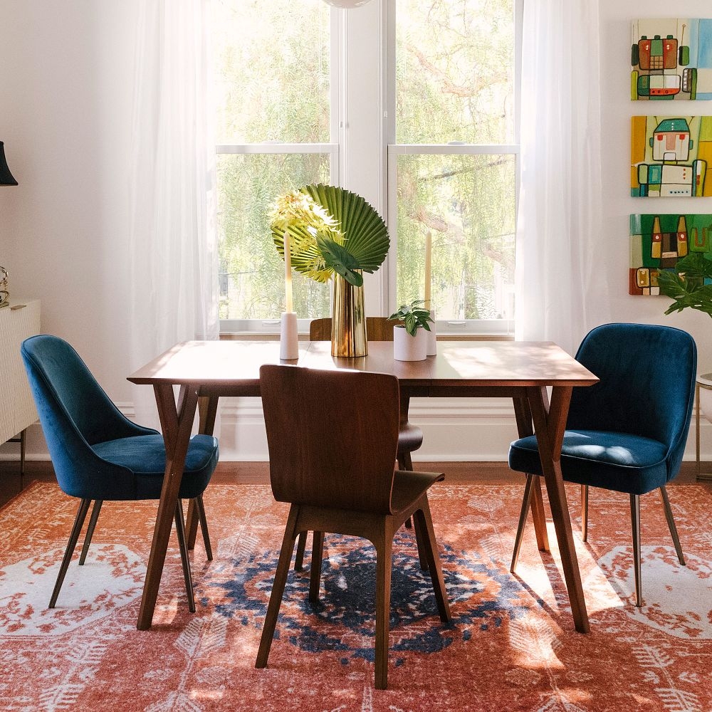 Mid century modern upholstered dining hot sale chairs