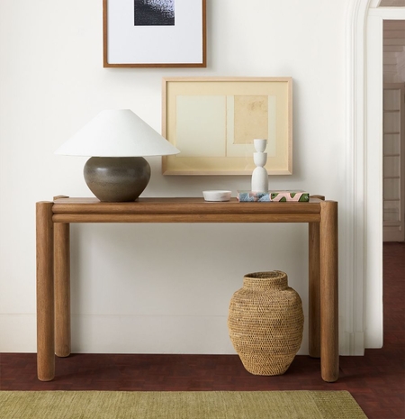 Leather top console table