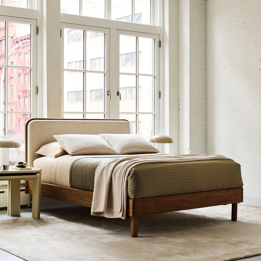 Upholstered and sales wood bed