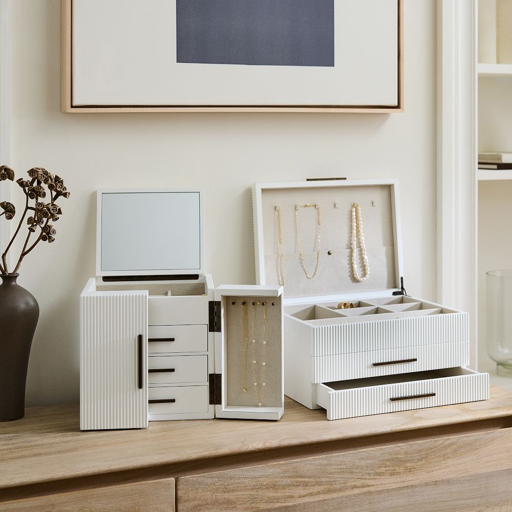 Jewelry chest top of drawers