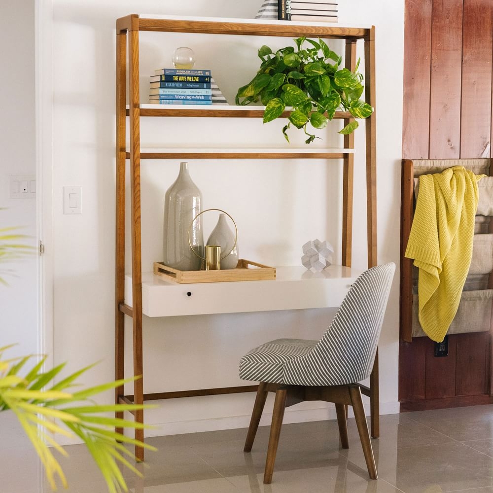 Modern Wall Desk Pecan White