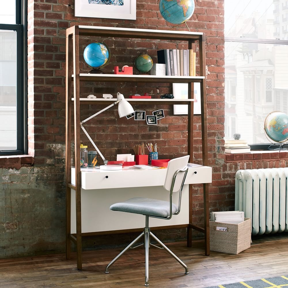 White and sales brown desk