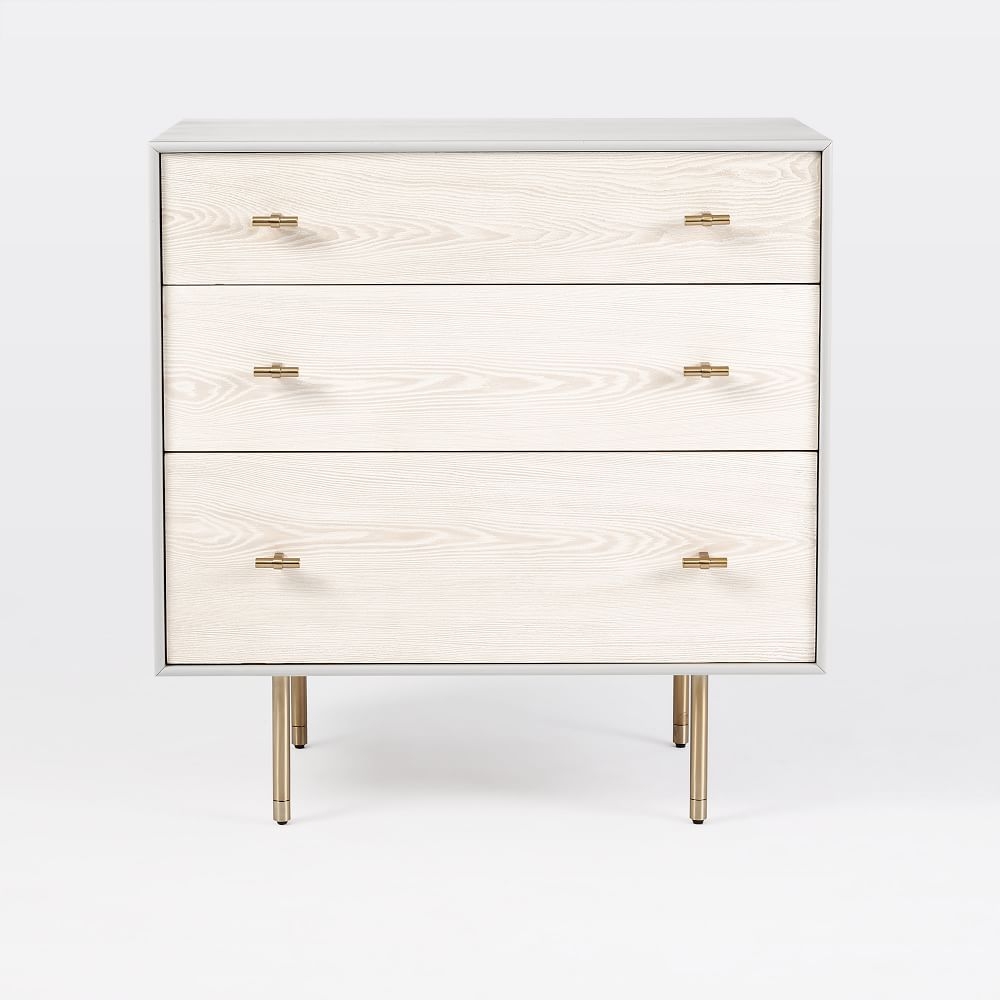White three top drawer dresser