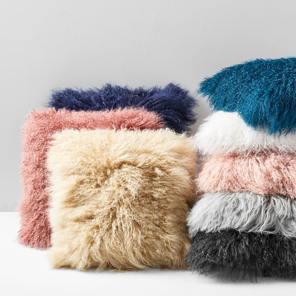 Mongolian fur shop pillow cover