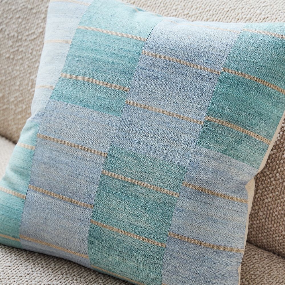 Blue striped pillow hotsell
