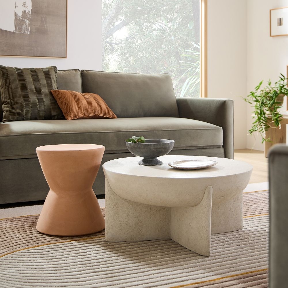Stone drum coffee deals table