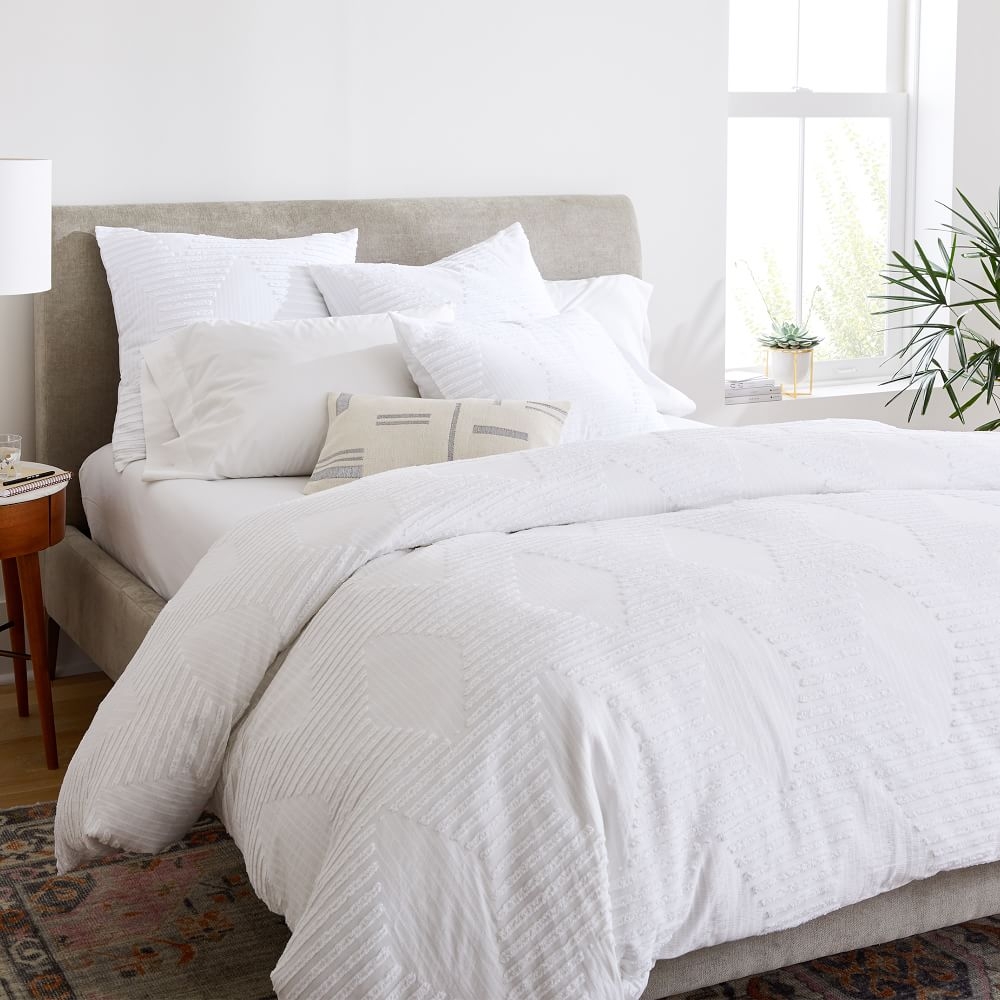 Organic Cotton Clipped Jacquard Diamond Duvet Cover Shams
