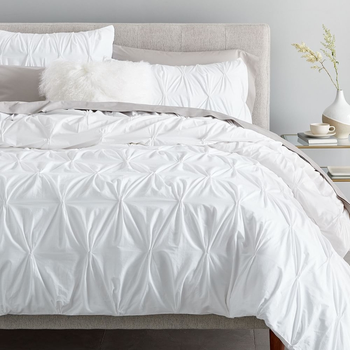 Buy online Organic Cotton Pintuck Duvet Cover Shams White now