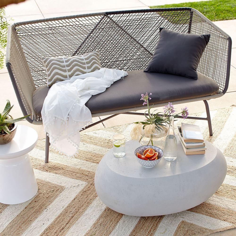 Coffee table with shop pebbles
