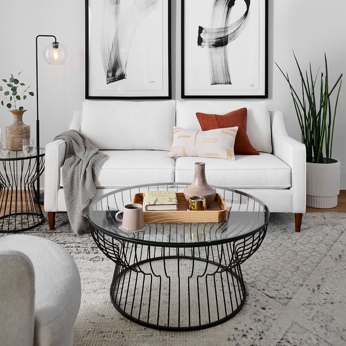 Glass and bronze hot sale coffee table