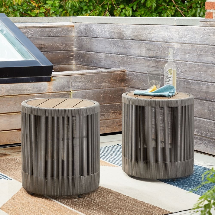 Round outdoor shop storage table