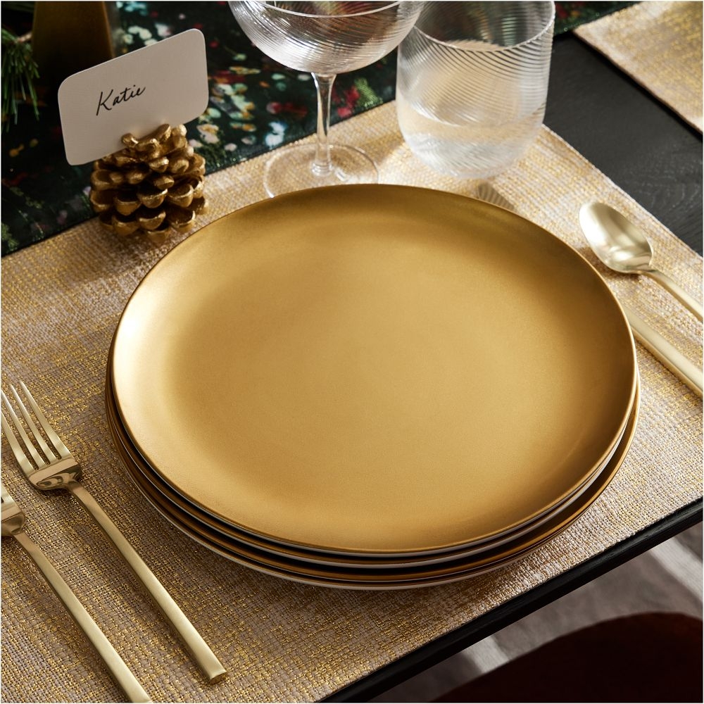 Buy online Pure Metallic Stoneware Dinner Plate now West Elm UAE UAE