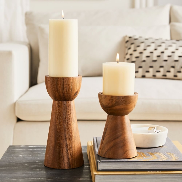 Buy online Pure Wood Pillar Candle Holders now West Elm UAE UAE