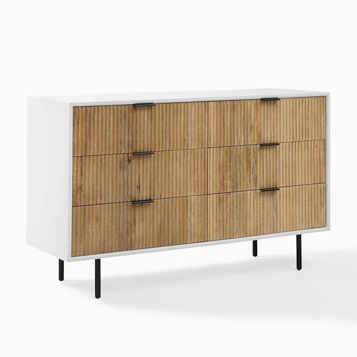 White wood 6 drawer clearance dresser
