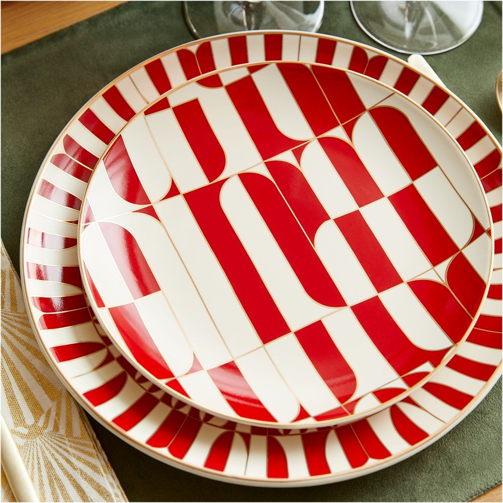 Buy online Red Geo Stoneware Dinner Plate now West Elm UAE UAE