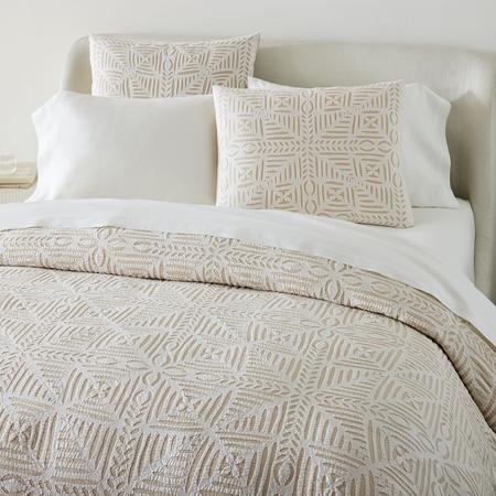 Organic geo waffle jacquard duvet best sale cover