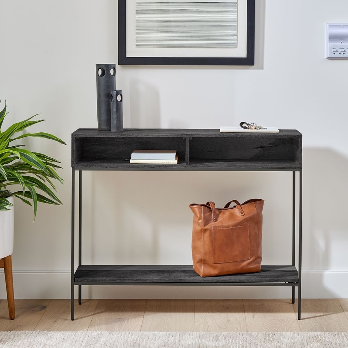 Skinny console deals table with storage