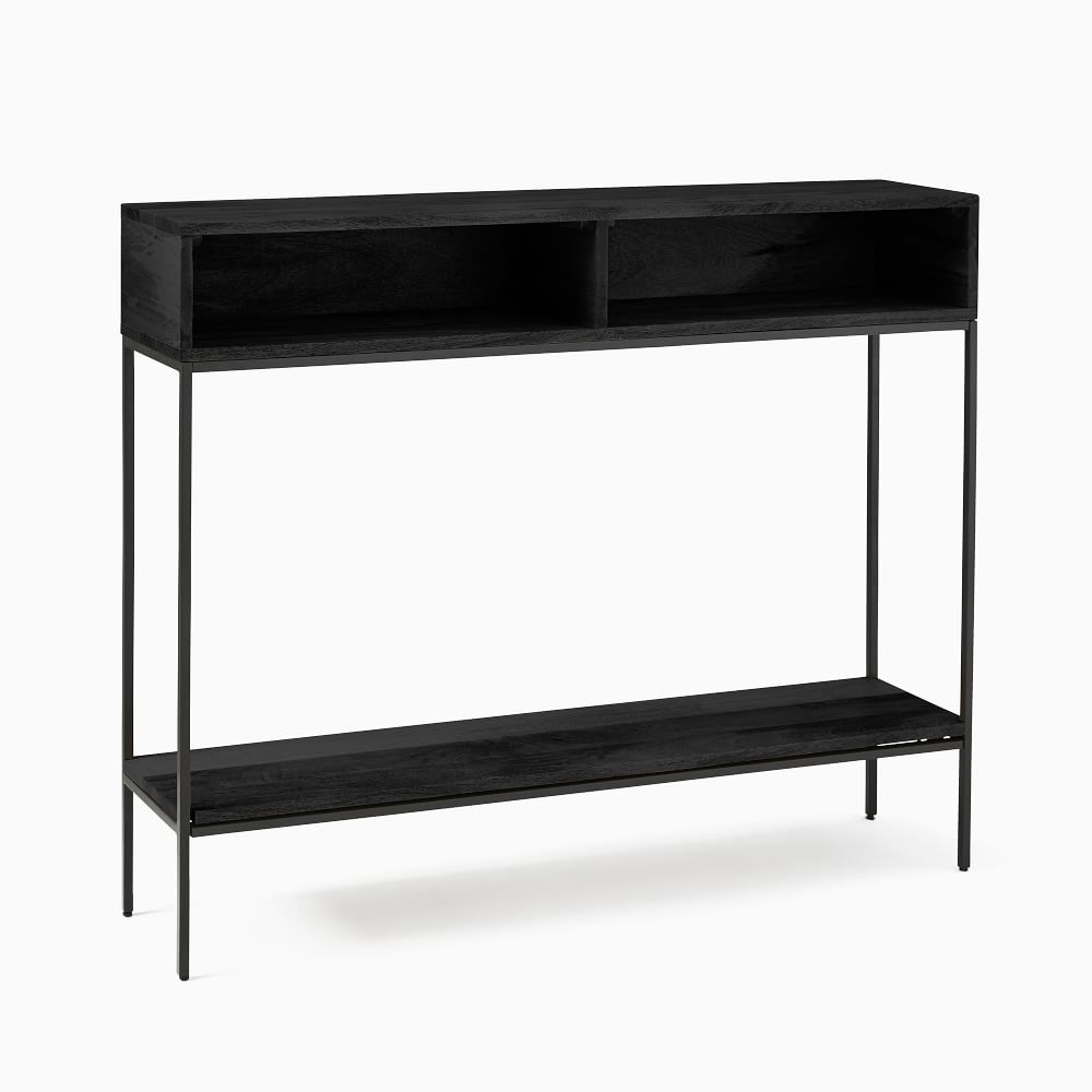 Skinny console table with storage outlet
