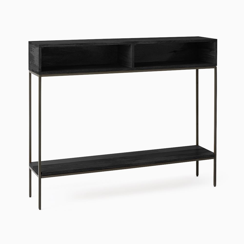 Slim black console table sale