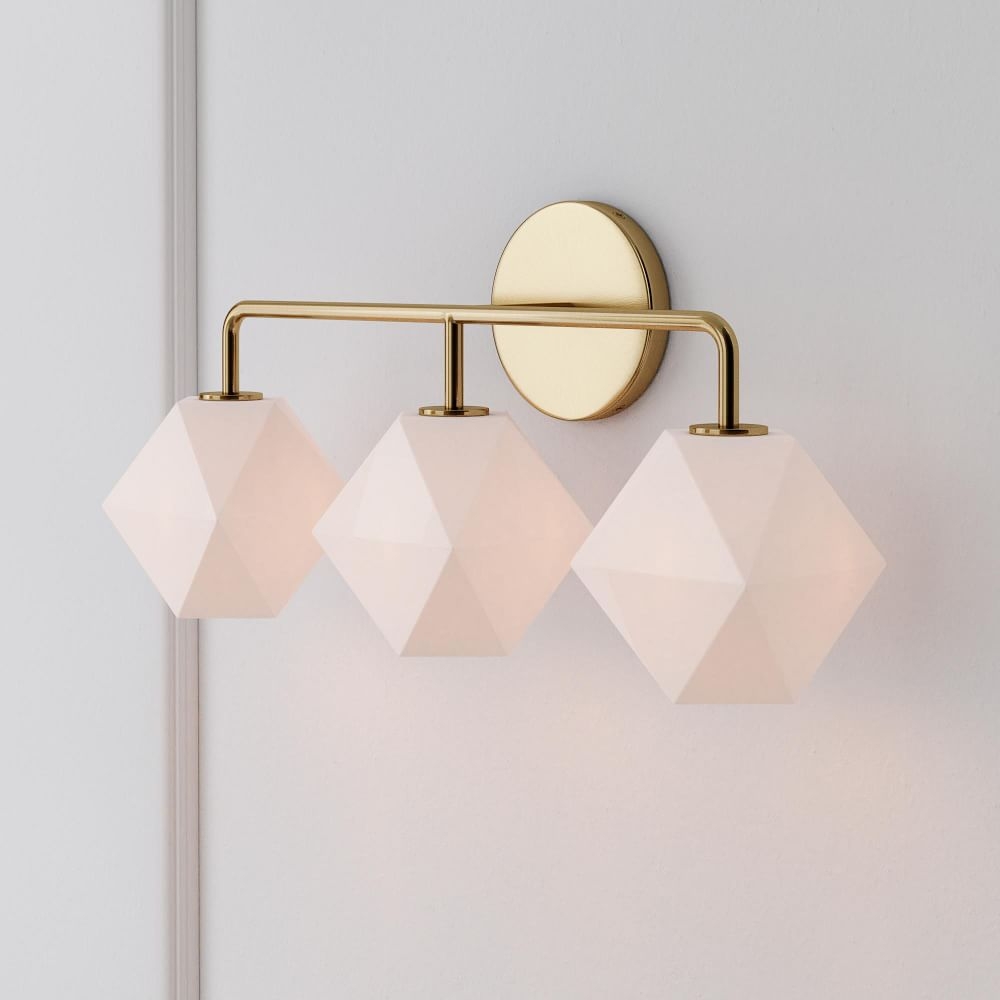 Sculptural 3 Light Faceted Sconce Milk