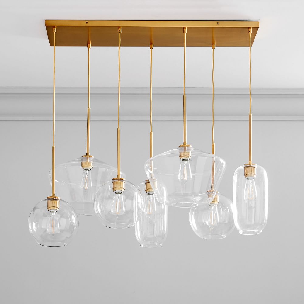 Buy online Sculptural Glass 7 Light Multi Chandelier Clear now
