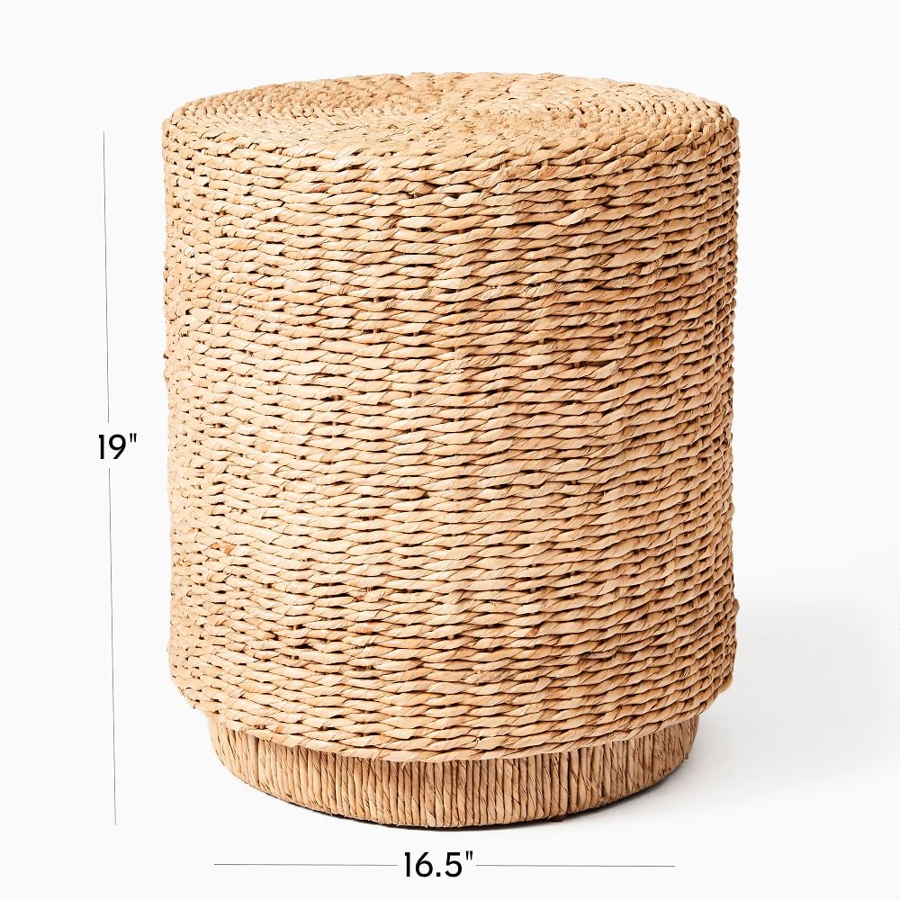 Woven side deals table with storage