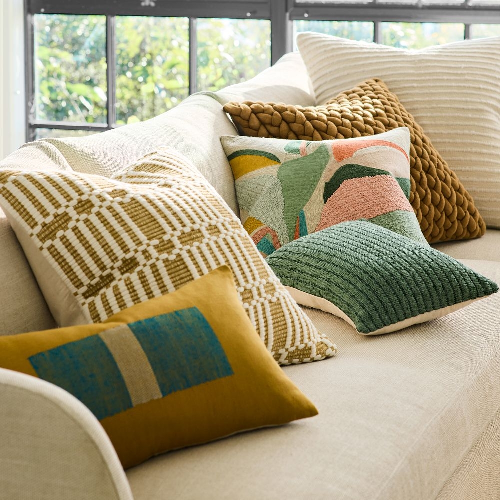 West elm yellow sales pillow