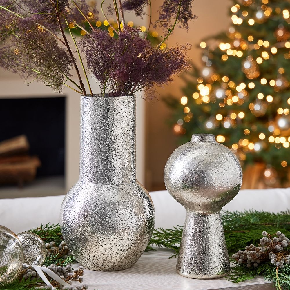 Buy online Silver Hammered Mercury Candleholders Vases now